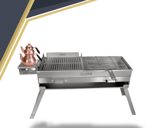Çift Hazneli Barbekü Mangal (Izgaralı Set)